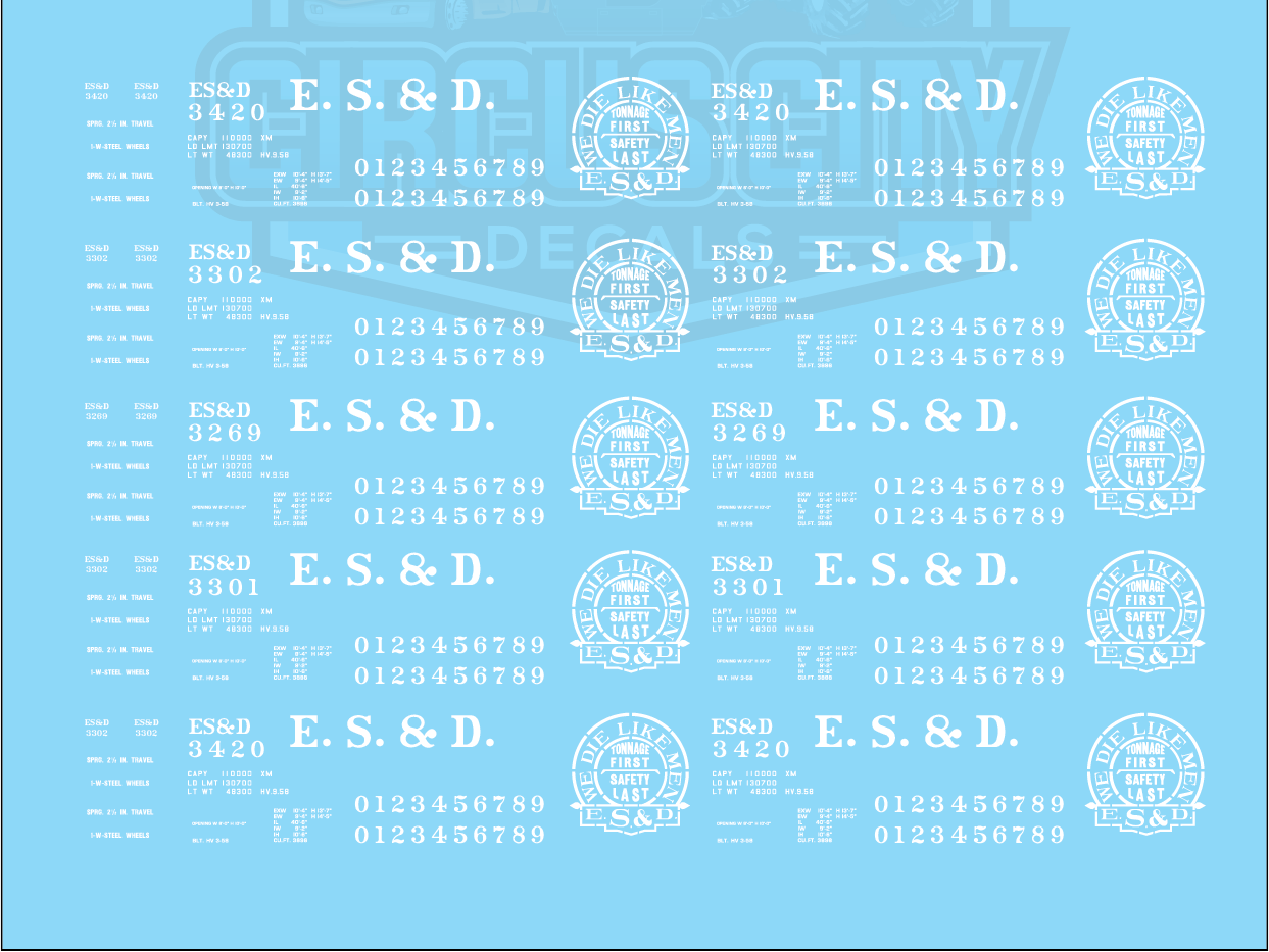 ES&D HO Scale Decals Set B