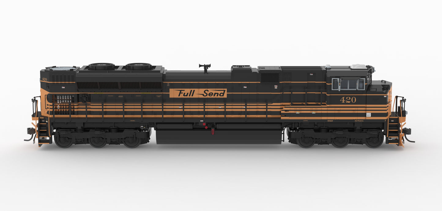 PRE-ORDER DEPOSIT- EMD SD70ACe, ES&D #420, "Full Send" 5-Stripe Scheme, No-Sound/DCC-Ready, HO