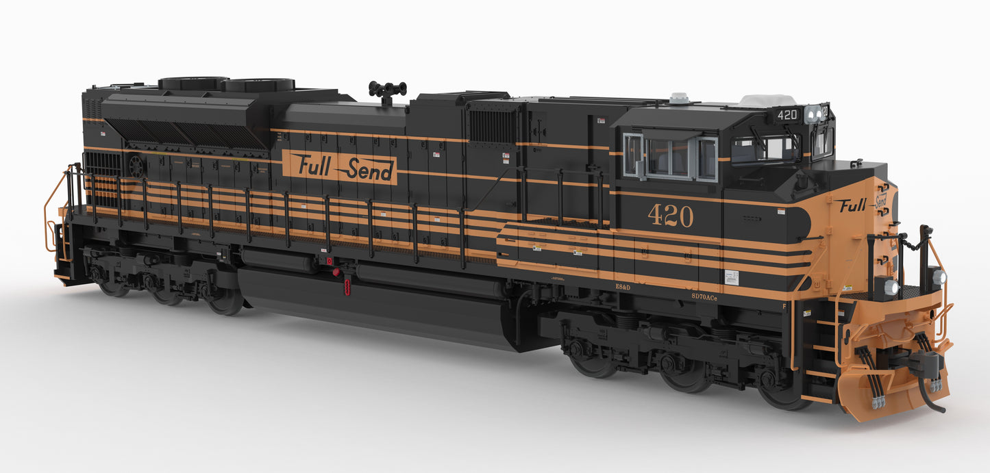 PRE-ORDER DEPOSIT- EMD SD70ACe, ES&D #420, "Full Send" 5-Stripe Scheme, No-Sound/DCC-Ready, HO