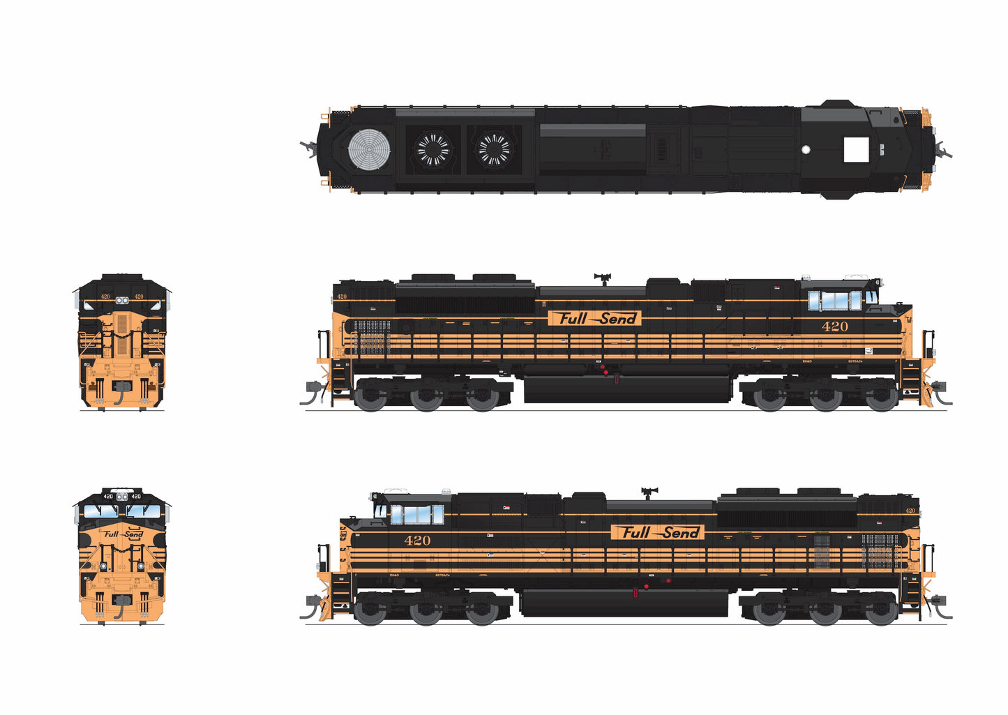 PRE-ORDER DEPOSIT- EMD SD70ACe, ES&D #420, "Full Send" 5-Stripe Scheme, No-Sound/DCC-Ready, HO