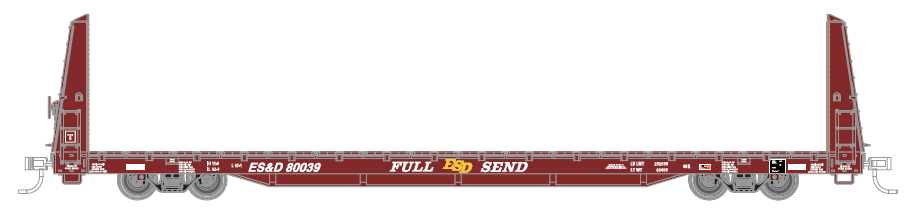 PRE-ORDER ES&D HO Bulkhead Flatcar #80039 with Shot Glass Adapter